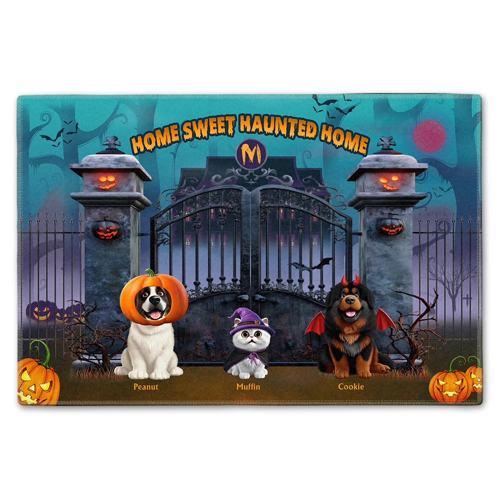 Home Sweet Haunted Home Monogram Family Name - Personalized Doormat
