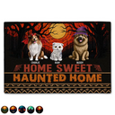 Pet Lovers,Cat Lovers,Dog Lovers,Halloween,Happy - Home Sweet Haunted Home Pet Lovers - Personalized Doormat