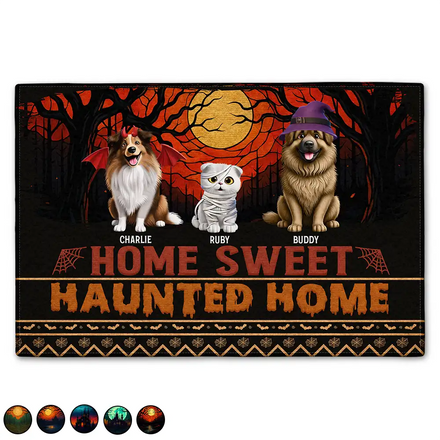 Paillasson personnalisé « Home Sweet Haunted Home Pet Lovers »