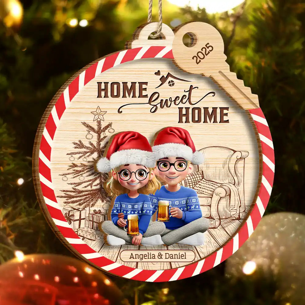 Home Sweet Home - Personalized 2-Layered Wooden Ornament