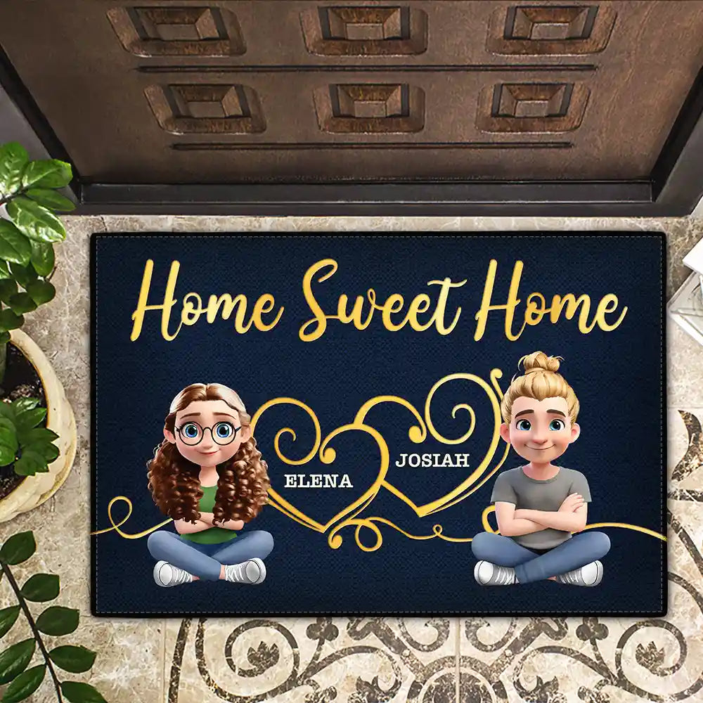 Love, Gift For Couples, Married, Gift For Husband, Gift For Wife, Parents, Family - Home Sweet Home Couple - Personalized Doormat