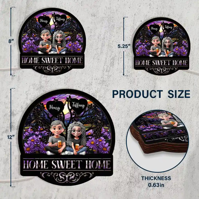 Parents, Family, Love, Happy - Home Sweet Home Family - Personalized LED Light Wooden Plaque