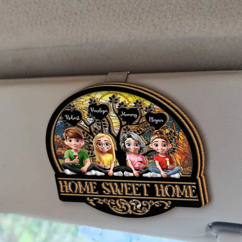 Parents, Family, Love, Happy, Gift For Father - Home Sweet Home Family - Personalized Custom Shaped Car Visor Clip