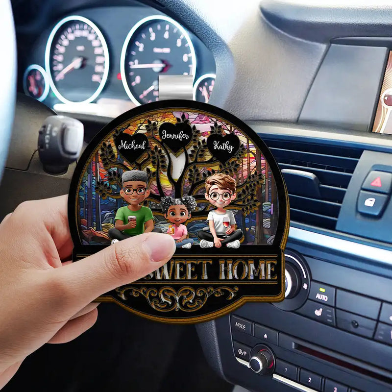 Parents, Family, Love, Happy, Gift For Father - Home Sweet Home Family - Personalized Custom Shaped Car Visor Clip