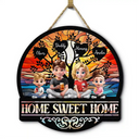 Parents,Family,Love,Happy,Gift For Father - Home Sweet Home Family - Personalized Custom Shaped Wood Sign