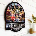 Parents,Family,Love,Happy,Gift For Father - Home Sweet Home Family - Personalized Custom Shaped Wood Sign