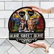 Parents,Family,Love,Happy,Gift For Father - Home Sweet Home Family - Personalized Custom Shaped Wood Sign