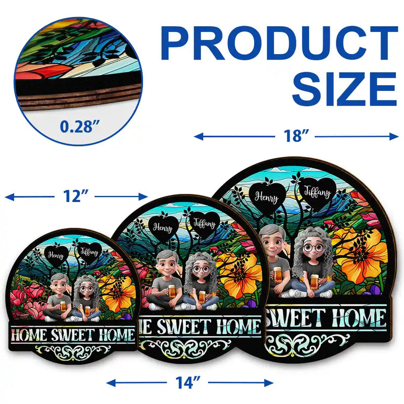 Parents,Family,Love,Happy,Gift For Father - Home Sweet Home Family - Personalized Custom Shaped Wood Sign