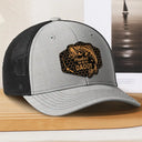 Fishing,Dad's Hobby,Gift For Grandpa - Hooked On Being Grandpa Dad Fishing - Personalized Leather Patch Hat