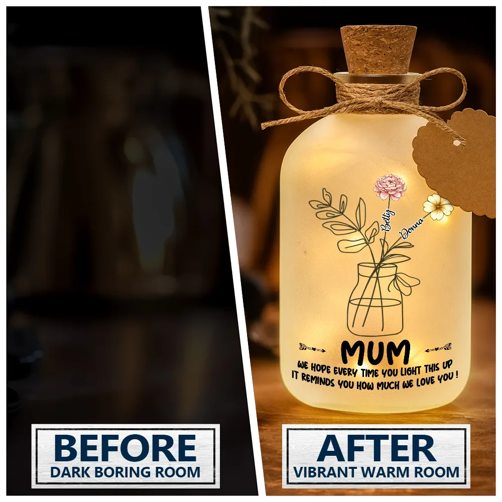 Gift For Mother, Gift For Grandma, Love - Hope Everytime You Light This Up Mom - Personalized Short Bottle Light