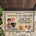 Dog Lovers,Pet Lovers,Happy,Gift For Couples,Cat Lovers,Parents - Hope You Like Animals And Kids New Version - Personalized Doormat