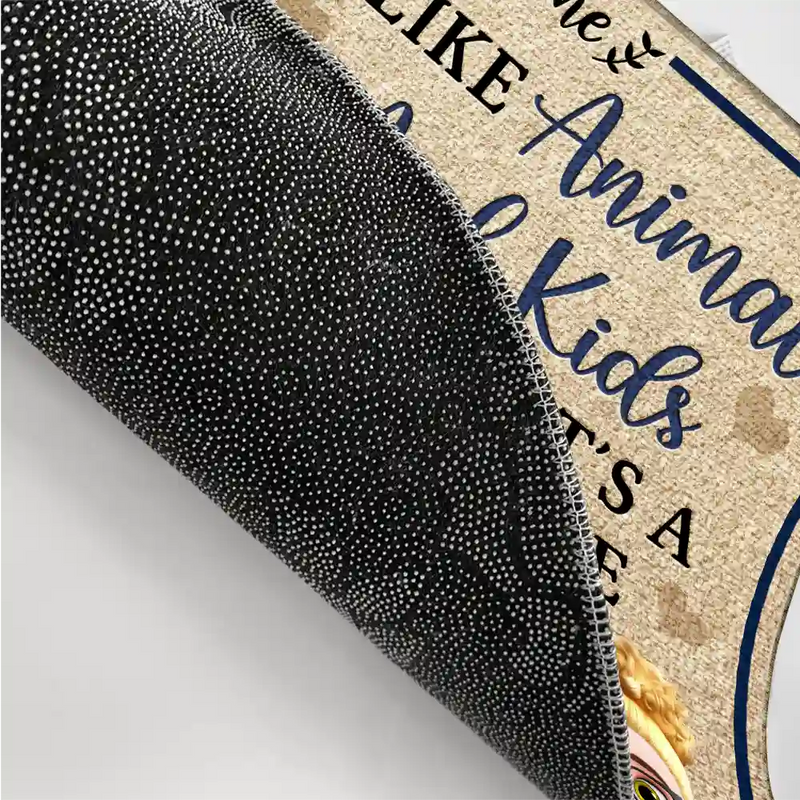 Dog Lovers,Pet Lovers,Happy,Gift For Couples,Cat Lovers,Parents - Hope You Like Animals And Kids New Version - Personalized Doormat