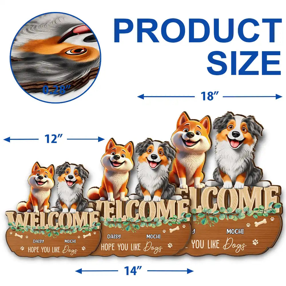 Pet Lovers,Happy - Hope You Like Dog Cat Pet Family 3D Effect - Personalized Custom Shaped Wood Sign