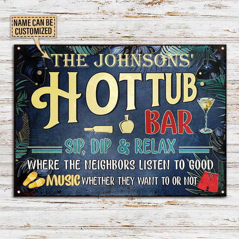 Hot Tub Bar Good Music, Outdoor Hot Tub Decor, Custom Classic Metal Signs
