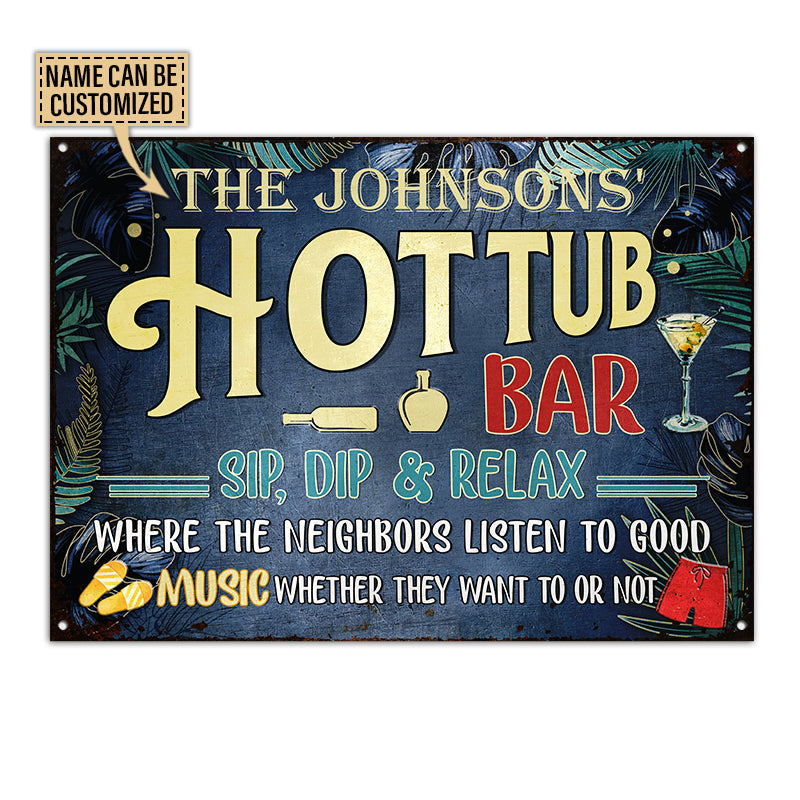 Hot Tub Bar Good Music, Outdoor Hot Tub Decor, Custom Classic Metal Signs
