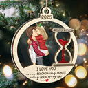 Gift For Couples,Gift For Husband,Gift For Wife,Gift For Boyfriend,Gift For Girlfriend,Love,Christmas - Hourglass Every Second Every Minute - Personalized 2-Layered Mix Ornament