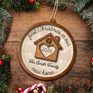 Christmas, Cozy, Custom Text, Family, Indoor Decor, New House - Housewarming Gift For Our First Home - Personalized New Home New Memories 2-Layered Wooden Ornament