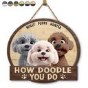 Dog Lovers,Dog Mom,Dog Dad,Happy - How Doodle You Do - Personalized Custom Shaped Wood Sign