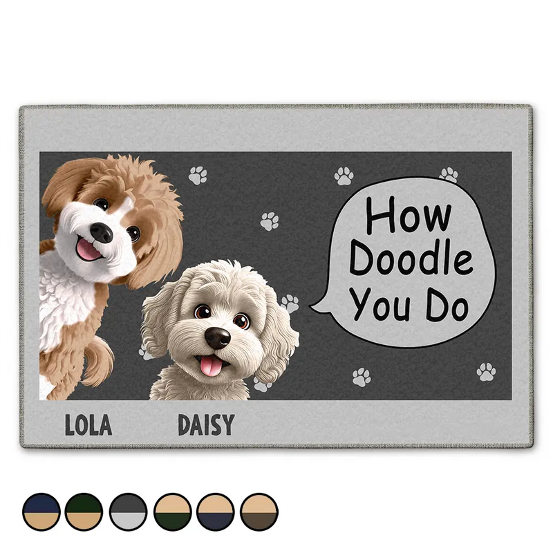 Dog Lovers, Dog Mom, Dog Dad, Happy - How Doodle You Do - Personalized Doormat