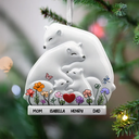 Family,Gift For Couples,Love,Christmas - Hugging Bear Family Toile De Jouy Art - Personalized Embossed Ceramic Ornament