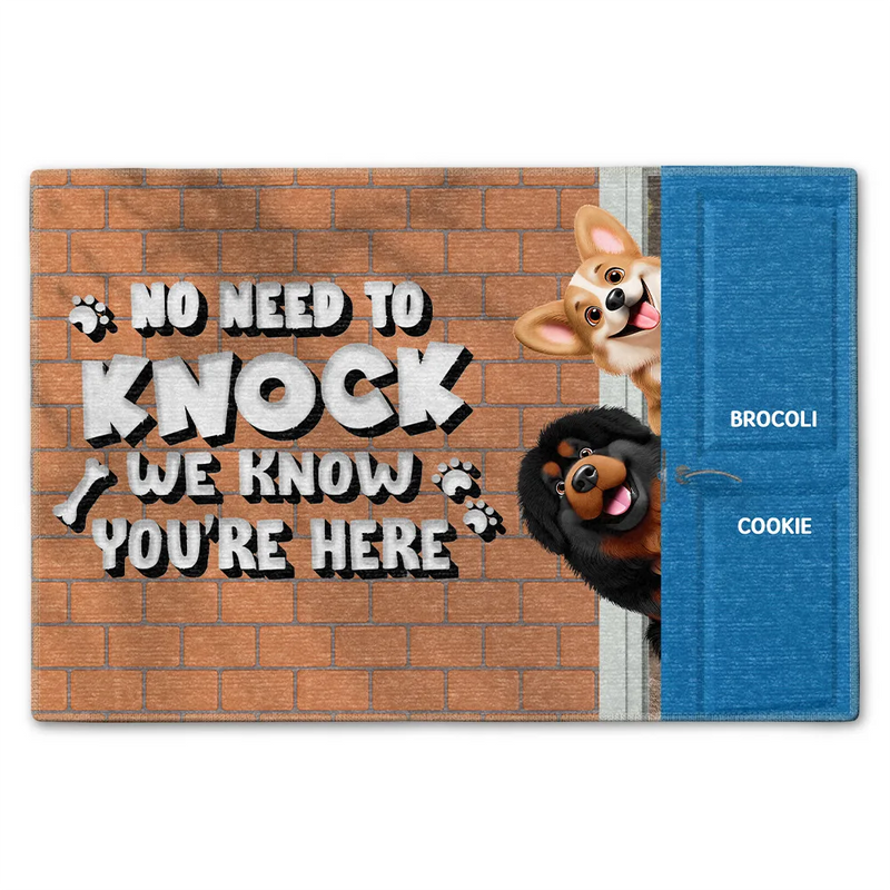 Christmas,Dog Lovers,Funny - Humans No Need To Knock - Personalized Doormat