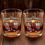 Camping,Campsite,Gift For Couples,Happy,Gift For Husband,Gift For Girlfriend,Gift For Boyfriend,Gift For Wife - Husband And Wife Camping Partners - Personalized Whiskey Glass