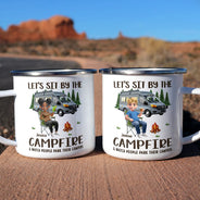 Happy,Gift For Husband,Gift For Wife,Gift For Couples,Camping,Campsite,Couple's Hobby - Husband And Wife Camping Partners For Life - Personalized Enamel Mug