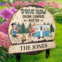 Camping, Campsite, Gift For Couples - Husband And Wife Camping Partners For Life - Personalized Metal Garden Stake