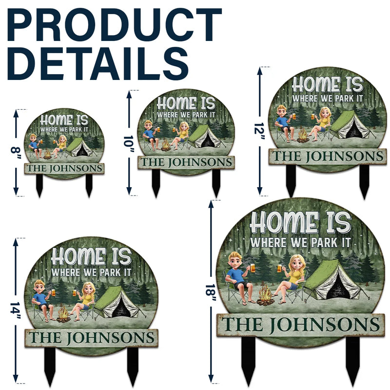 Camping, Campsite, Gift For Couples - Husband And Wife Camping Partners For Life - Personalized Metal Garden Stake