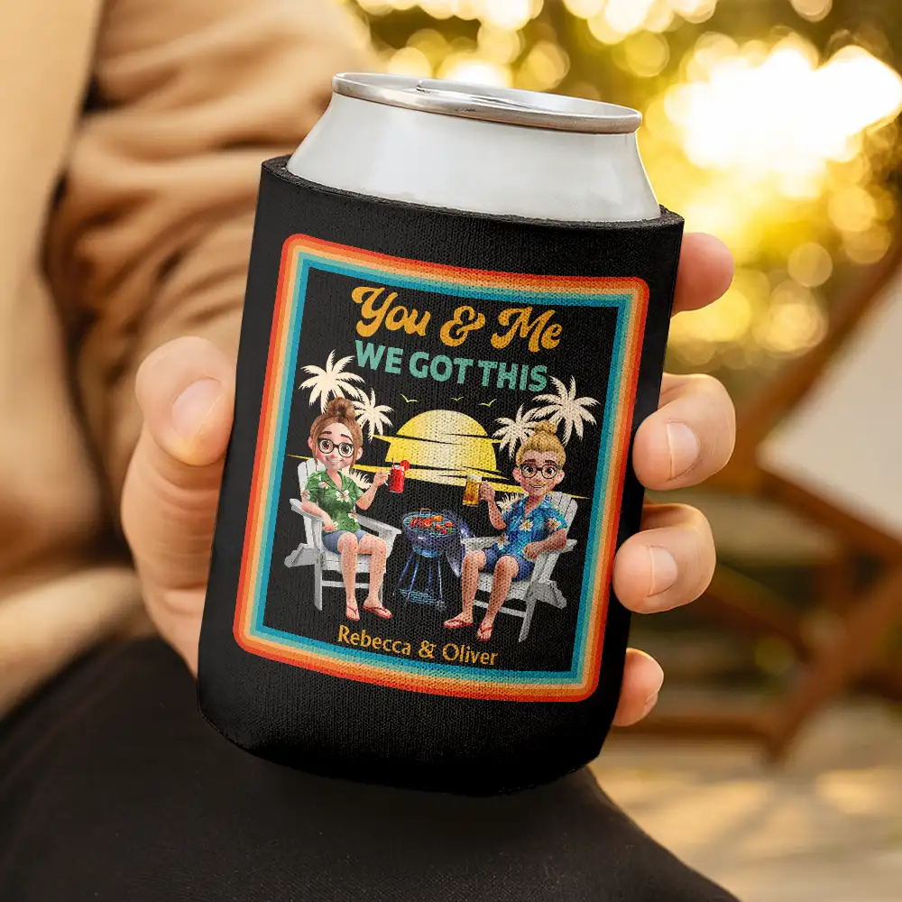 Gift For Husband, Gift For Wife, Married, Parents, Gift For Couples, Happy - Husband And Wife Drinking Buddies For Life - Personalized Can Cooler Sleeve