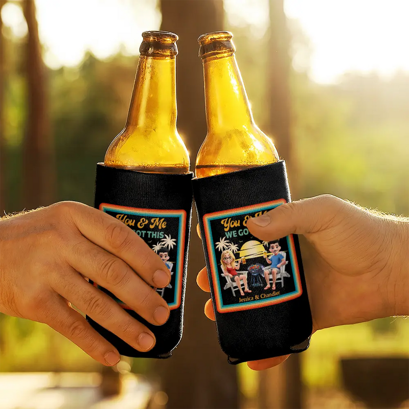 Gift For Husband, Gift For Wife, Married, Parents, Gift For Couples, Happy - Husband And Wife Drinking Buddies For Life - Personalized Can Cooler Sleeve