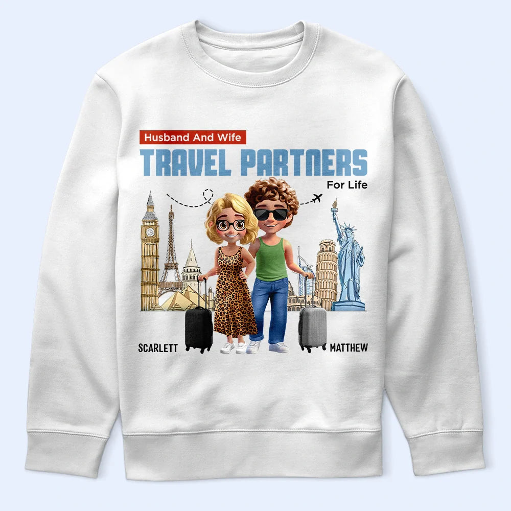 Travel, Gift For Couples, Gift For Husband, Gift For Wife, Gift For Boyfriend, Happy - Husband And Wife Travel Couple For Life - Personalized T Shirt