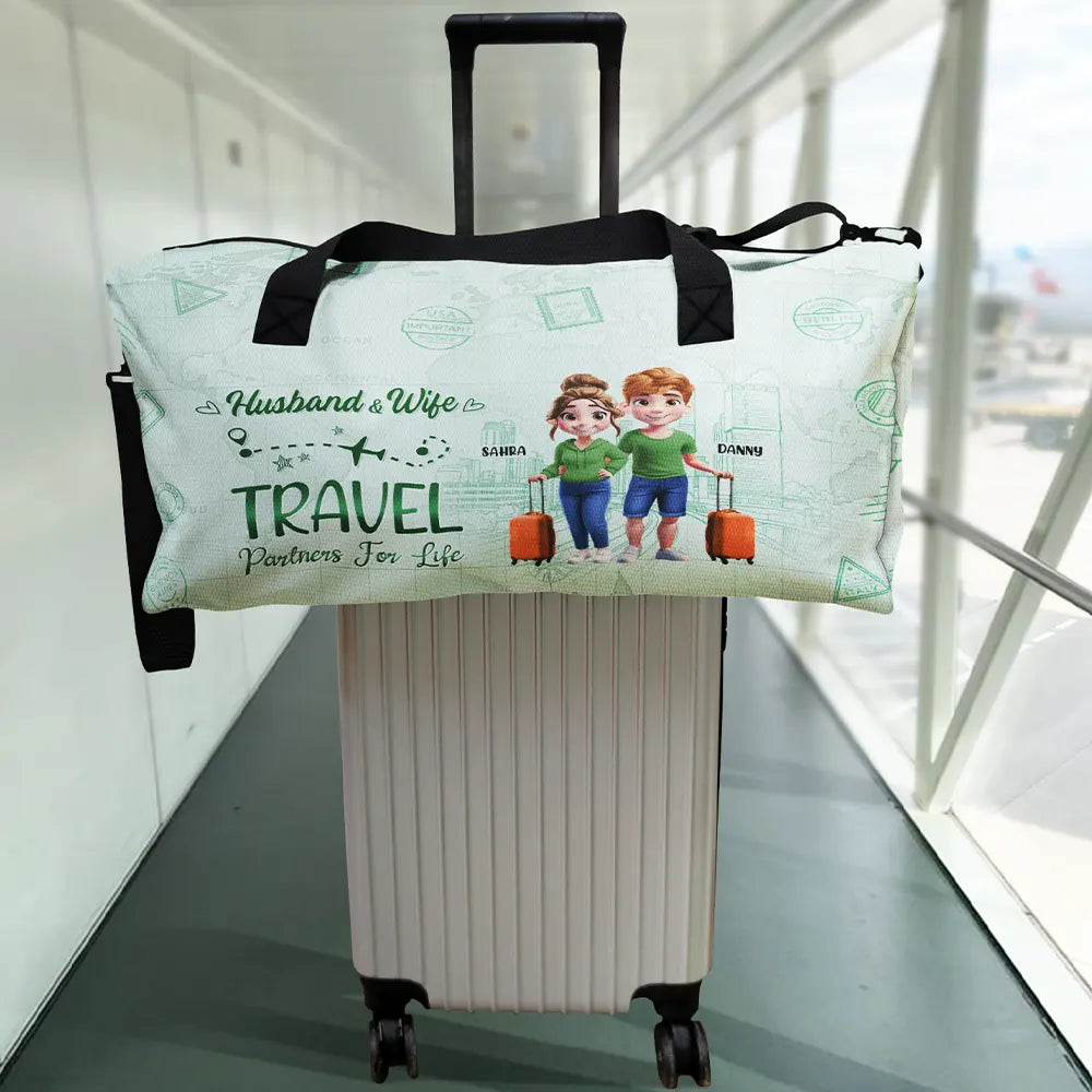 Gift For Couples, Gift For Husband, Gift For Wife, Gift For Men, Gift For Women, Travel, Love - Husband And Wife Travel Partners For Life - Personalized Duffle Bag