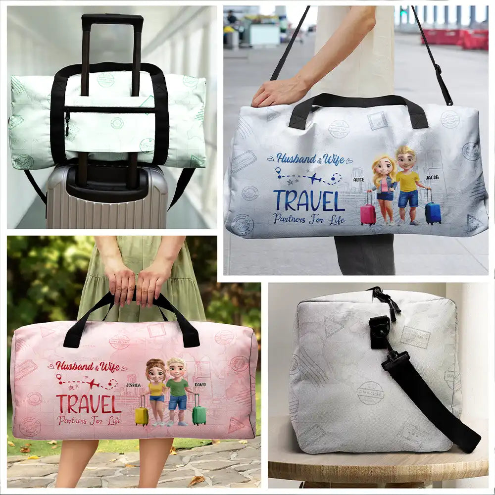 Gift For Couples, Gift For Husband, Gift For Wife, Gift For Men, Gift For Women, Travel, Love - Husband And Wife Travel Partners For Life - Personalized Duffle Bag
