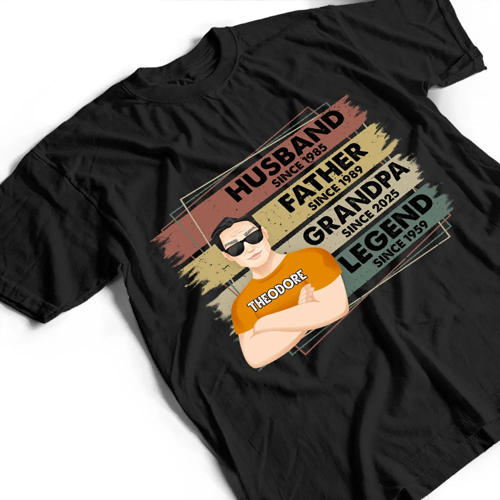 Gift For Father,Happy,Family - Husband Father Grandpa Legend - Personalized T Shirt