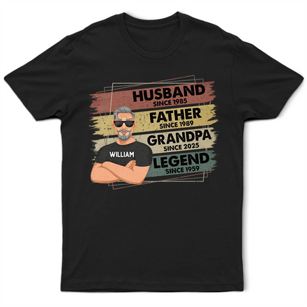 Husband Father Grandpa Legend - Personalized T Shirt