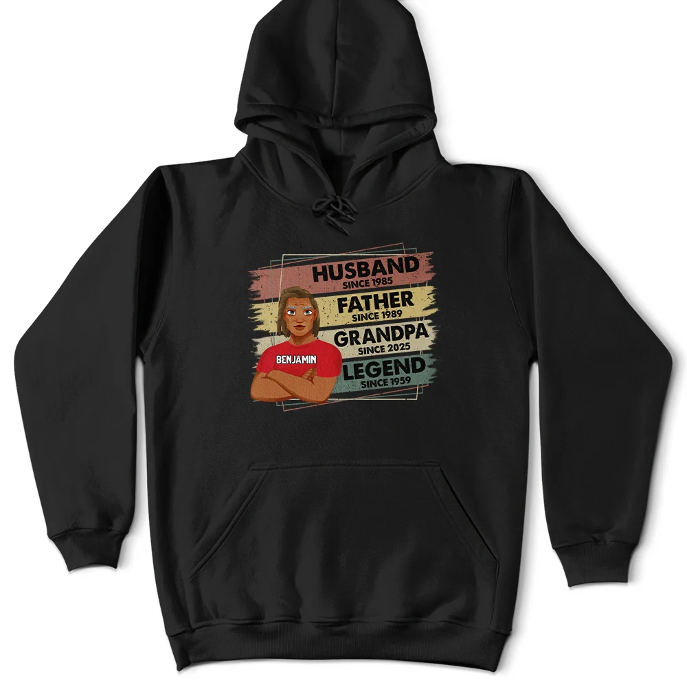 Gift For Father,Happy,Family - Husband Father Grandpa Legend - Personalized T Shirt