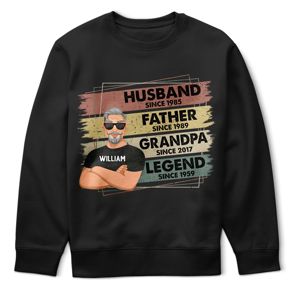 Gift For Father,Happy,Family - Husband Father Grandpa Legend - Personalized T Shirt