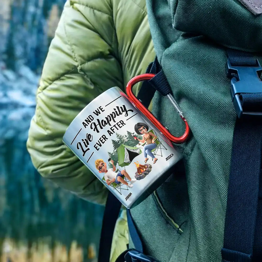 Camping,Campsite,Happy,Gift For Couples,Gift For Husband,Gift For Boyfriend,Gift For Wife,Gift For Girlfriend - Husband & Wife Camping Partners For Life - Personalized Carabiner Mug
