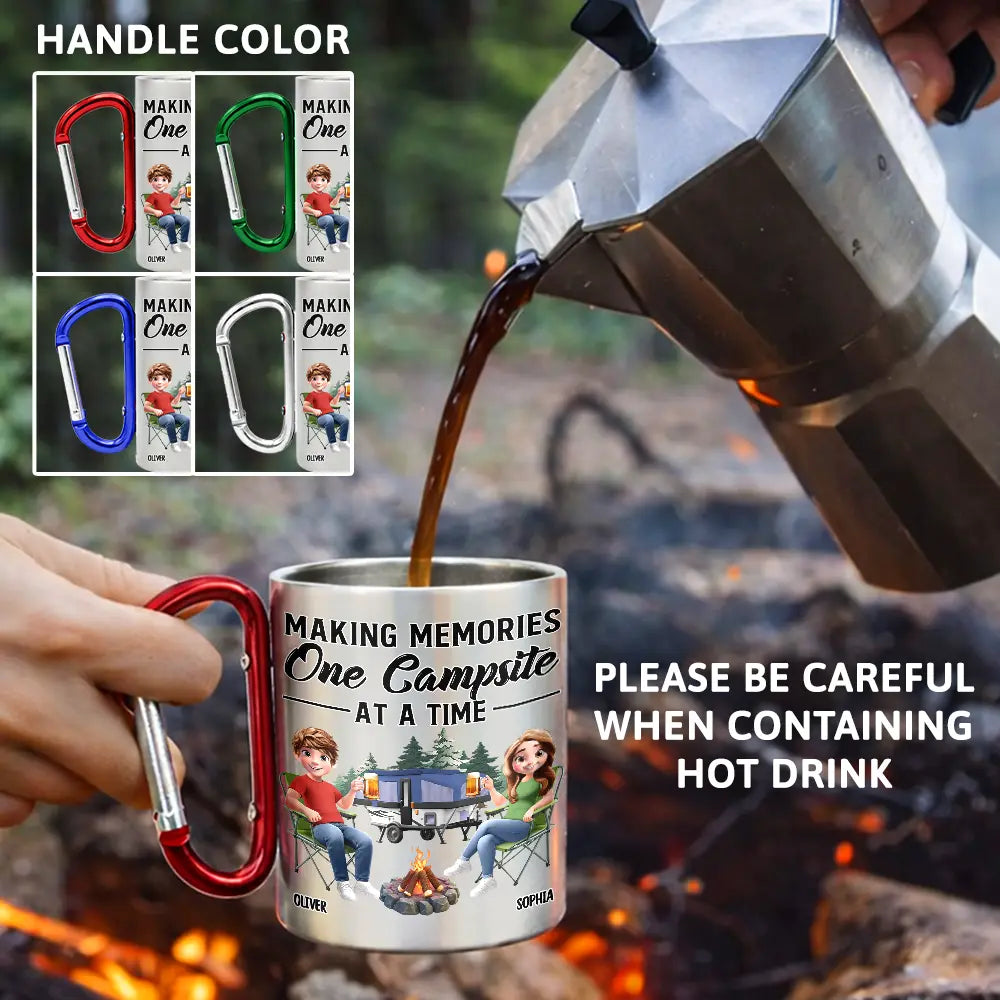 Camping,Campsite,Happy,Gift For Couples,Gift For Husband,Gift For Boyfriend,Gift For Wife,Gift For Girlfriend - Husband & Wife Camping Partners For Life - Personalized Carabiner Mug
