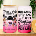 Gift For Couples,Gift For Husband,Gift For Wife,Beach,Summer,Happy - Husband & Wife Drinking Buddies For Life - Personalized Ombre Frosted Glass Can