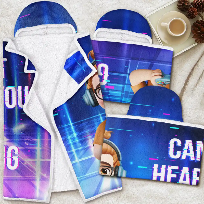 Gift For Yourself,Gift For Men,Gift For Women,Funny - I Am Gaming Do Not Disturb 3D Effect Gamer - Personalized Wearable Hooded Blanket