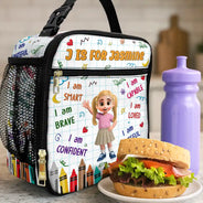 Back To School,Parents,Adorable,Vector - I Am Brave Kind & Smart - Personalized Kids Lunch Bag