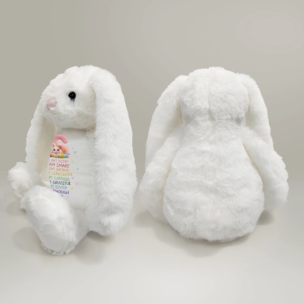Easter,Happy,Gift For Kids,Parents - I Am Kind Faux Chenille Rabbit Alphabet Letters - Personalized Soft Toy Bunny
