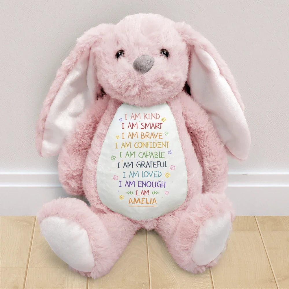 Gift For Grandkids,Grandma,Grandkids,Grandpa,Gift For Son,Gift For Daughter,Gift For Kids - I Am Kind I Am Smart - Personalized Soft Toy Bunny
