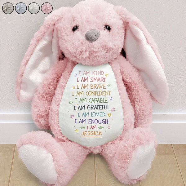 Gift For Grandkids,Grandma,Grandkids,Grandpa,Gift For Son,Gift For Daughter,Gift For Kids - I Am Kind I Am Smart - Personalized Soft Toy Bunny
