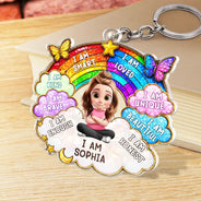 Adorable, Back To School, Gift For Kids, Vector - I Am Smart Kind Brave Butterfly - Personalized Acrylic Keychain