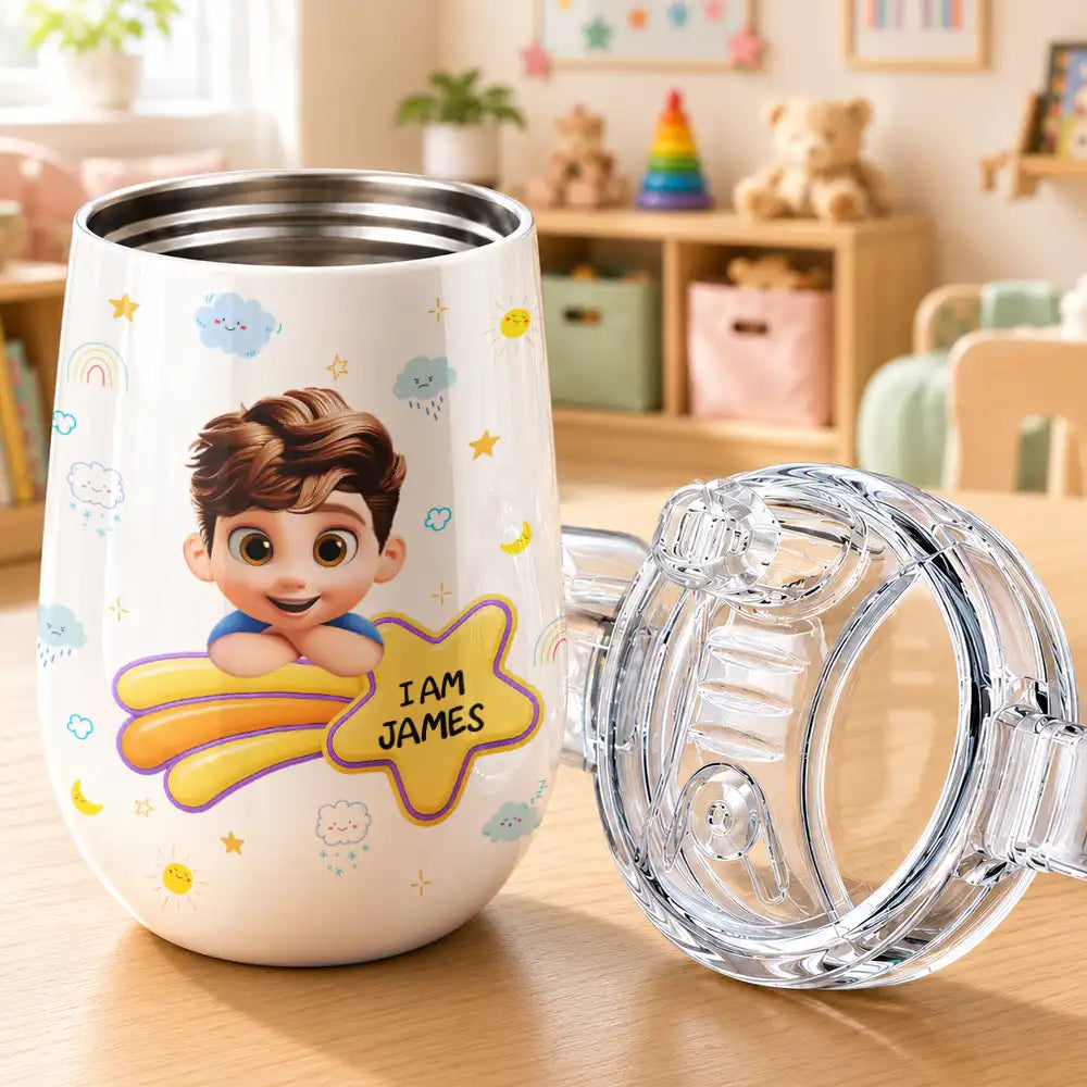 Adorable,Back To School,Gift For Kids,Vector - I Am Smart Kind Brave Butterfly - Personalized Sippy Cup