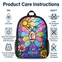 Adorable,Back To School,Gift For Kids,Vector - I Am Smart Kind Brave Butterfly Flower Rainbow - Personalized Kids Backpack