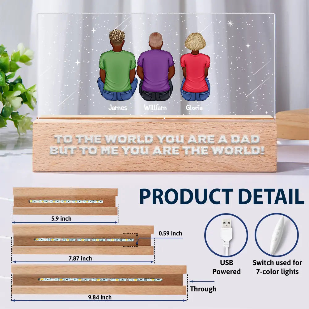 Gift For Father,Dad,Children - I Am Their Father - Personalized Rectangle LED Light